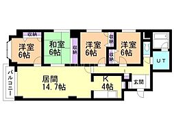 エスポアール円山西島ビル 4LDKの間取図画像