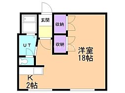 レジデンスふれあい 1Kの間取図画像