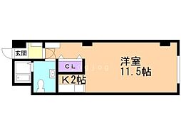 ロムペリィビル 1Kの間取図画像