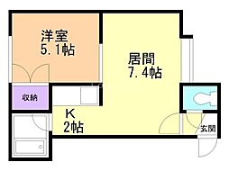 珊瑚マンション 1LDKの間取図画像