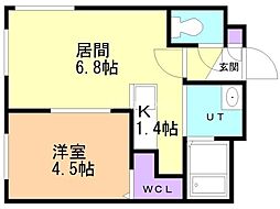 ブルーオーシャンS14W6 1LDKの間取図画像