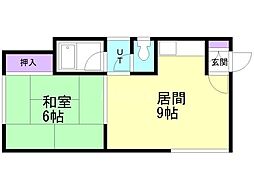 パステルハイツ 1LDKの間取図画像