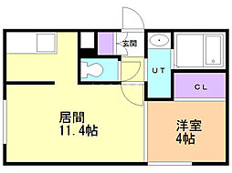 ルソレイユドゥマルヤマ 1LDKの間取図画像