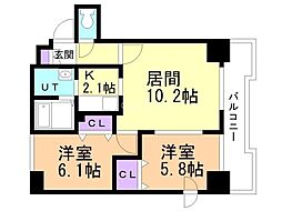 ビッグパレス円山2 2LDKの間取図画像