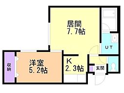 リリオ行啓通 1LDKの間取図画像