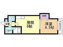 東洋ハイツC 1LDKの間取図画像