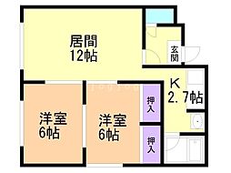 メゾンルミエールA 2LDKの間取図画像