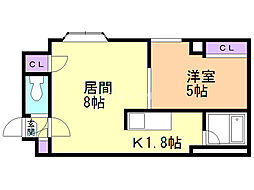 アフロート菊水 1LDKの間取図画像