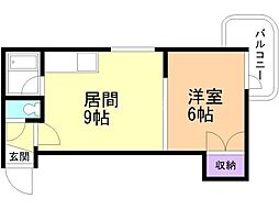 パルコート62 1DKの間取図画像