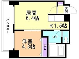 グレースコート円山北 1LDKの間取図画像