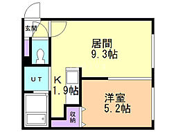 パレンテN3 1LDKの間取図画像