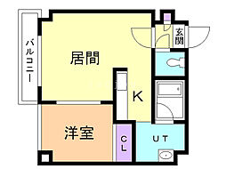 カサブランカ参番館 1LDKの間取図画像