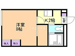 レオパレスSouth1020 1Kの間取図画像
