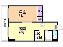 クリスタルファイブ 1LDKの間取図画像