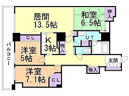 知事公館前タワーレジデンス 3LDKの間取図画像