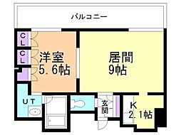 ラフィネタワー札幌南3条 1LDKの間取図画像