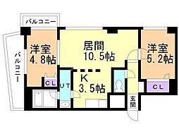 グランカーサ永山公園通west 2LDKの間取図画像
