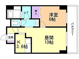 グレースガーデン大通 1LDKの間取図画像