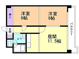 リナ・パートナーズ南2条 2LDKの間取図画像