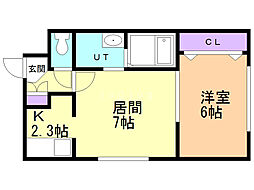 ラ・ルーチェ山鼻 1DKの間取図画像