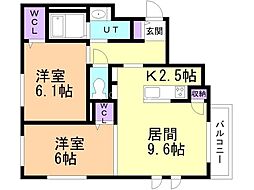 札幌市中央区北二条東8丁目マンション 2LDKの間取図画像