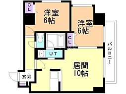 ラクラス円山公園 2LDKの間取図画像