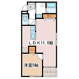 アジャリハウス 1LDKの間取図画像