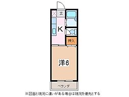 メゾンハタコシB 1Kの間取図画像