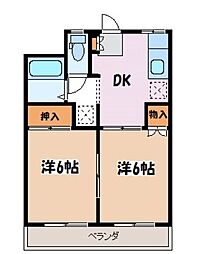 エーデルハイツ 2DKの間取図画像