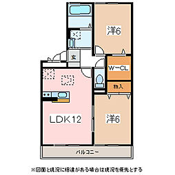 リバージュ 2LDKの間取図画像