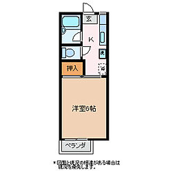 コーポ信州 1Kの間取図画像