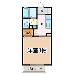 ルミエールA 1Kの間取図画像