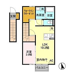 リ・ドーレA ワンルームの間取図画像