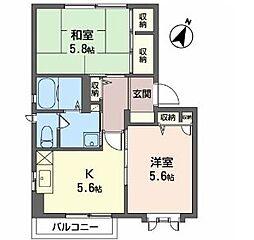 ディアスニートA 2DKの間取図画像