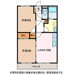 ハイツヒルトップ 2LDKの間取図画像