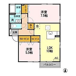 カルムコンジェE 2LDKの間取図画像