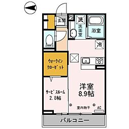 グランノール渚W棟 1LDKの間取図画像