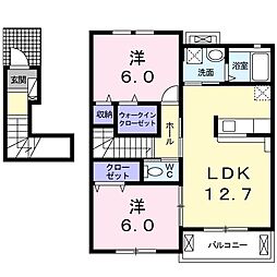 カーサ・アルバA 2LDKの間取図画像