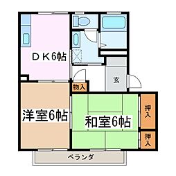 グリーンハイツ島立C 2DKの間取図画像