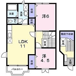 エスポワール 2LDKの間取図画像