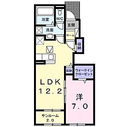 カーサデアンジェラ 1LDKの間取図画像