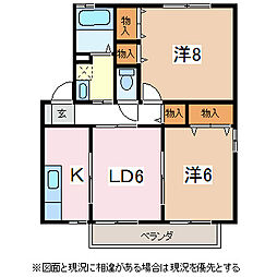 グリーンおおさわ 2LDKの間取図画像