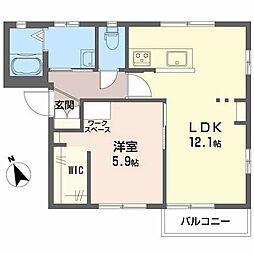 サンシャイン桃乃井A 1LDKの間取図画像