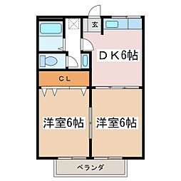 レジデンス筑摩 2DKの間取図画像