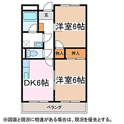 レジデンスセルーリア 2DKの間取図画像