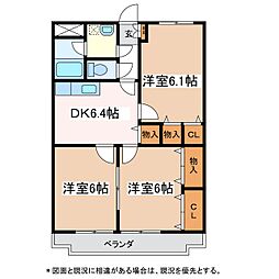 マンション田園 3DKの間取図画像