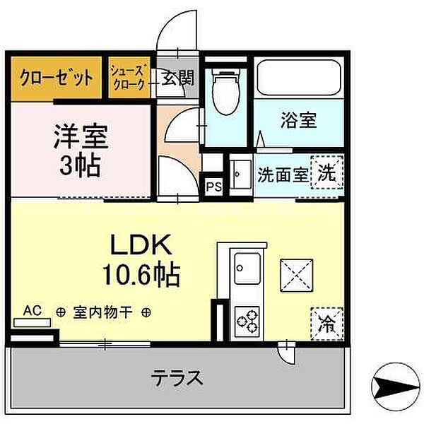 長野県長野市中御所２丁目(賃貸アパート1LDK・3階・35.05㎡)の写真 その2