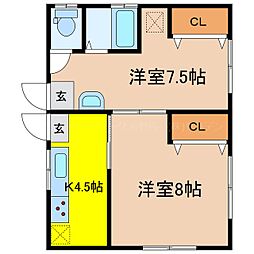 メゾン高野 2Kの間取図画像