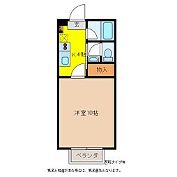メゾンソレイユ 1階1Kの間取り
