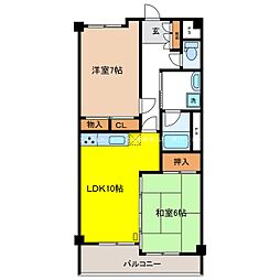 GRAND　CITY居町 6階2LDKの間取り